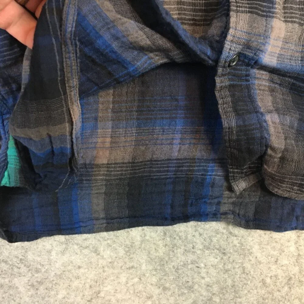Urban Outfitters Standard Cloth Shirt S M XL Boyfriend Plaid Long Sleeve Blue